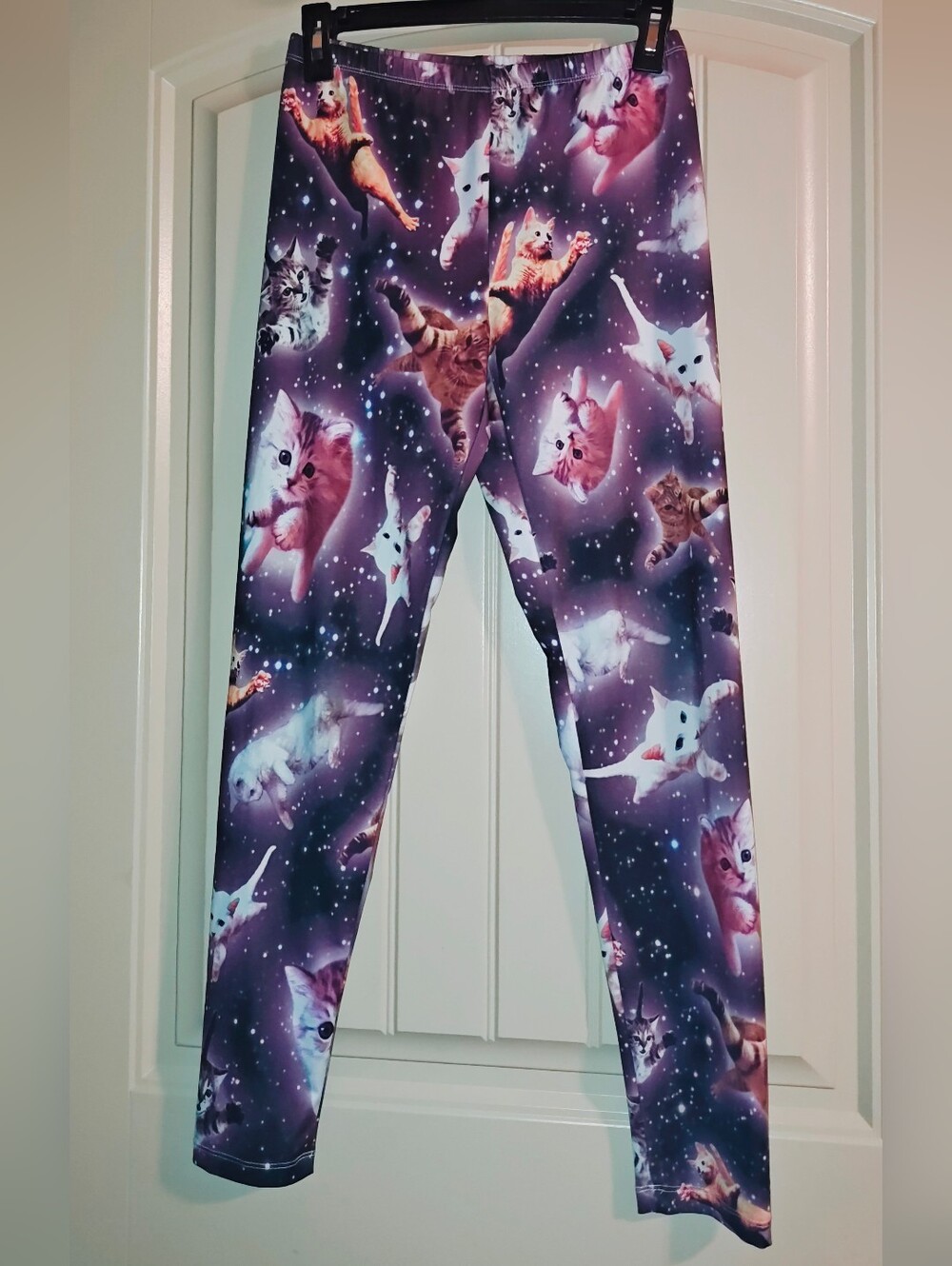Space Kittens Yoga Leggings Athletic Stretch Pants Cat Lover Kids Sz 12-14